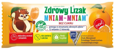 Zdrowy lizak Mniam-Mniam 6g smak pomarańczowy Zdrowy lizak Mniam-Mniam 6g smak pomarańczowy