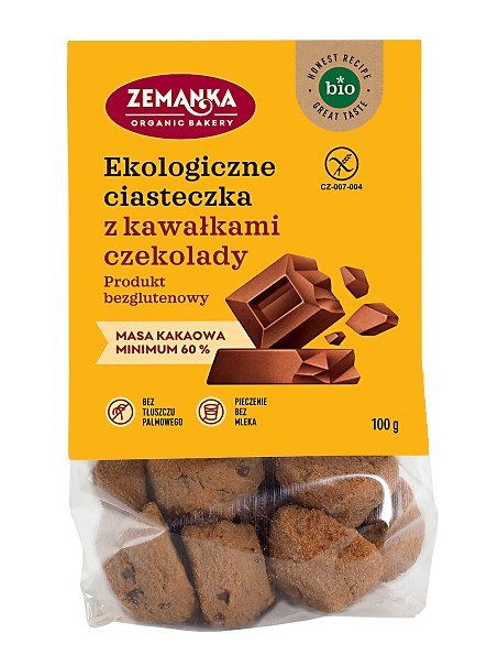 CIASTKA Z KAWAŁKAMI CZEKOLADY BEZGLUTENOWE BIO 100 g - ZEMANKA CIASTKA Z KAWAŁKAMI CZEKOLADY BEZGLUTENOWE BIO 100 g - ZEMANKA