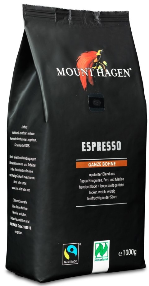 KAWA ZIARNISTA ARABICA 100 % ESPRESSO FAIR TRADE BIO 1 kg - MOUNT HAGEN KAWA ZIARNISTA ARABICA 100 % ESPRESSO FAIR TRADE BIO 1 kg - MOUNT HAGEN