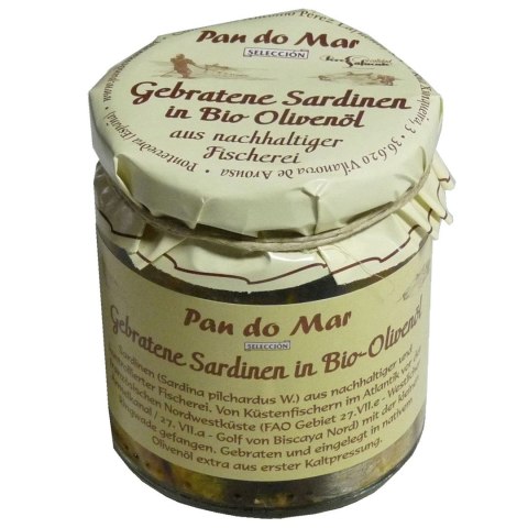 SARDYNKI EUROPEJSKIE SMAŻONE W BIO OLIWIE Z OLIWEK EXTRA VIRGIN 220 g (154 g) (SŁOIK) - PAN DO MAR SARDYNKI EUROPEJSKIE SMAŻONE W BIO OLIWIE Z OLIWEK EXTRA VIRGIN 220 g (154 g) (SŁOIK) - PAN DO MAR