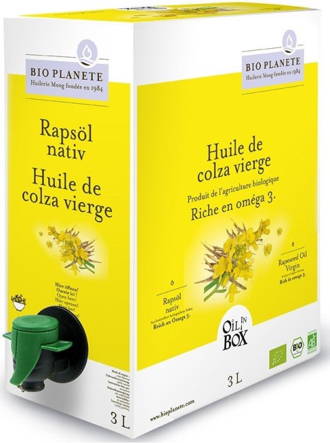 OLEJ RZEPAKOWY TŁOCZONY NA ZIMNO OMEGA-3 BIO 3 L - BIO PLANETE