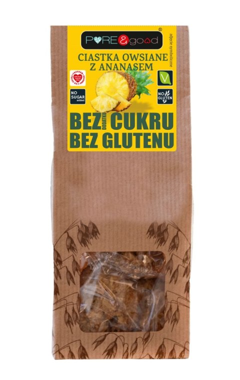 CIASTKA OWSIANE Z ANANASEM BEZ DODATKU CUKRÓW BEZGLUTENOWE 150 g - PURE&GOOD CIASTKA OWSIANE Z ANANASEM BEZ DODATKU CUKRÓW BEZGLUTENOWE 150 g - PURE&GOOD