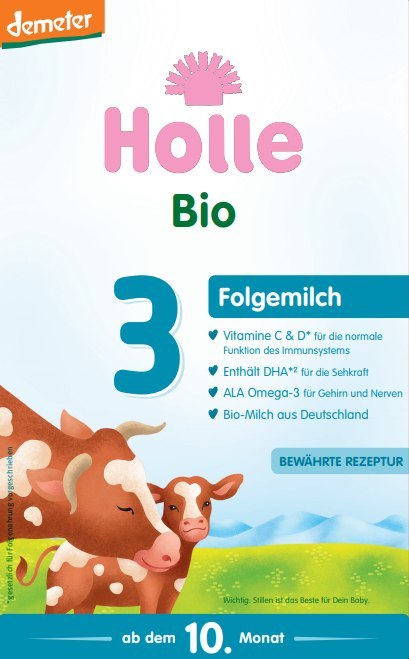 MLEKO KROWIE 3 NASTĘPNE DLA NIEMOWLĄT PO 6 MIESIĄCU DEMETER BIO 600 g - HOLLE MLEKO KROWIE 3 NASTĘPNE DLA NIEMOWLĄT PO 6 MIESIĄCU DEMETER BIO 600 g - HOLLE