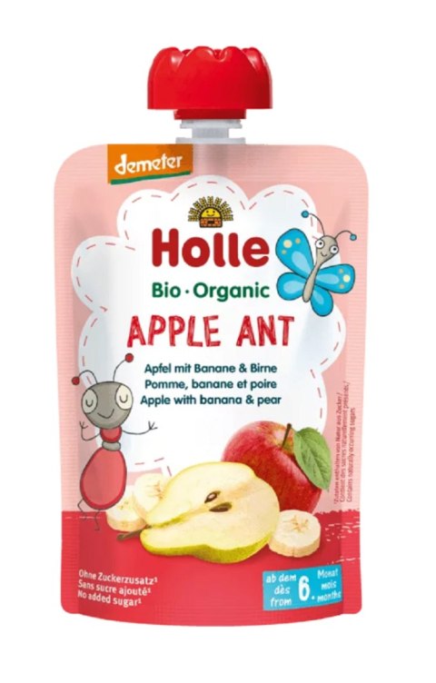 MUS JABŁKOWA MRÓWKA (JABŁKO - BANAN - GRUSZKA) BEZ DODATKU CUKRÓW OD 6 MIESIĄCA DEMETER BIO 100 g - HOLLE MUS JABŁKOWA MRÓWKA (JABŁKO - BANAN - GRUSZKA) BEZ DODATKU CUKRÓW OD 6 MIESIĄCA DEMETER BIO 100 g - HOLLE