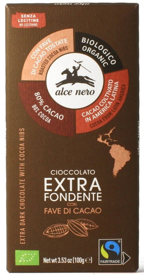 CZEKOLADA GORZKA Z ZIARNAMI KAKAOWCA FAIR TRADE BEZGLUTENOWA BIO 100 g - ALCE NERO CZEKOLADA GORZKA Z ZIARNAMI KAKAOWCA FAIR TRADE BEZGLUTENOWA BIO 100 g - ALCE NERO