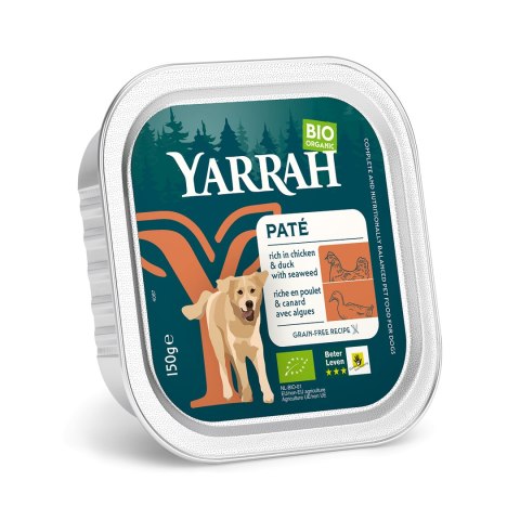 (DLA PSA DOROSŁEGO) PASZTET Z KURCZAKA I KACZKI Z ALGAMI MORSKIMI BIO 150 g - YARRAH (DLA PSA DOROSŁEGO) PASZTET Z KURCZAKA I KACZKI Z ALGAMI MORSKIMI BIO 150 g - YARRAH
