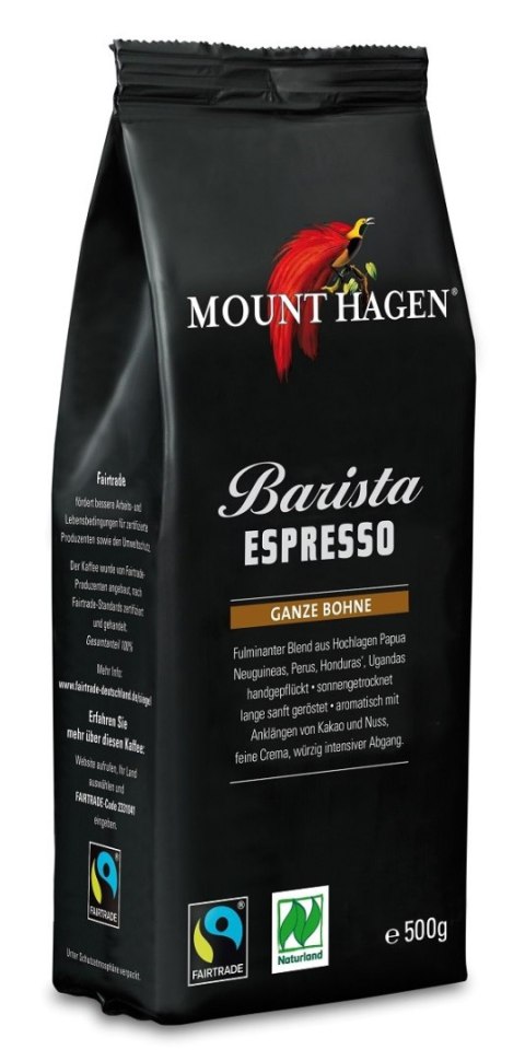 KAWA ZIARNISTA ARABICA/ROBUSTA BARISTA ESPRESSO FAIR TRADE BIO 500 g - MOUNT HAGEN KAWA ZIARNISTA ARABICA/ROBUSTA BARISTA ESPRESSO FAIR TRADE BIO 500 g - MOUNT HAGEN