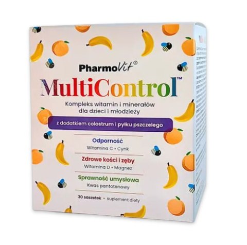 MULTIWITAMINA (MULTICONTROL) DLA DZIECI I MŁODZIEŻY BEZGLUTENOWA 30 SASZETEK - PHARMOVIT MULTIWITAMINA (MULTICONTROL) DLA DZIECI I MŁODZIEŻY BEZGLUTENOWA 30 SASZETEK - PHARMOVIT