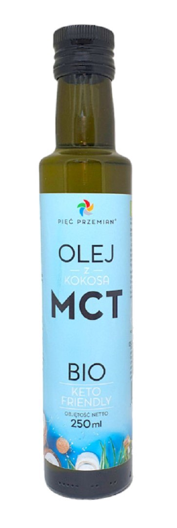 OLEJ KOKOSOWY MCT KETO BEZGLUTENOWY BIO 250 ml - PIĘĆ PRZEMIAN OLEJ KOKOSOWY MCT KETO BEZGLUTENOWY BIO 250 ml - PIĘĆ PRZEMIAN