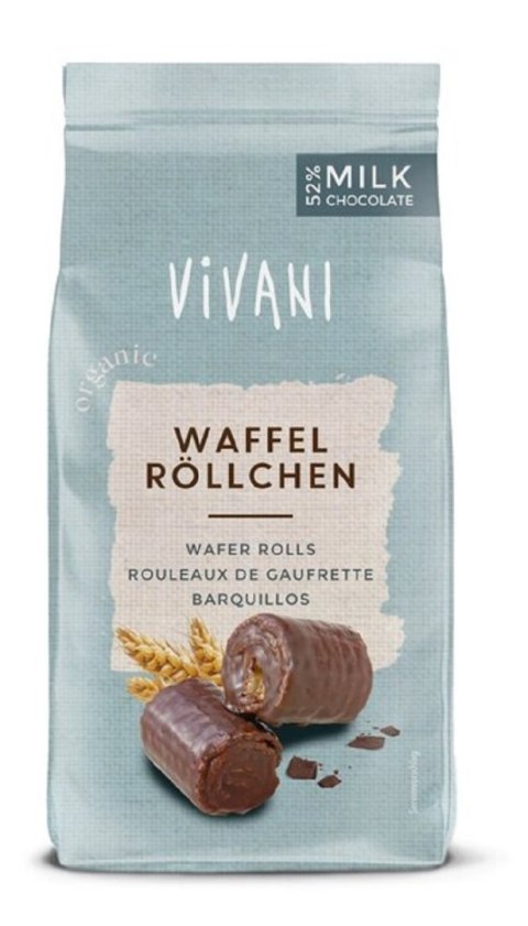RURKI WAFLOWE W CZEKOLADZIE MLECZNEJ BIO 125 g - VIVANI