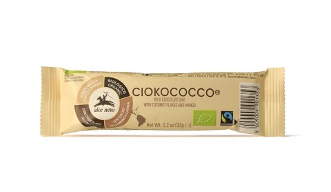 BATON Z NADZIENIEM KOKOS - MANGO - CHRUPKI ZBOŻOWE W POLEWIE Z MLECZNEJ CZEKOLADY FAIR TRADE BIO 33 g - ALCE NERO BATON Z NADZIENIEM KOKOS - MANGO - CHRUPKI ZBOŻOWE W POLEWIE Z MLECZNEJ CZEKOLADY FAIR TRADE BIO 33 g - ALCE NERO