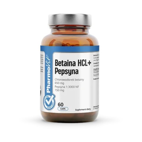 BETAINA + PEPSYNA BEZGLUTENOWA 60 KAPSUŁEK - PHARMOVIT (CLEAN LABEL) BETAINA + PEPSYNA BEZGLUTENOWA 60 KAPSUŁEK - PHARMOVIT (CLEAN LABEL)