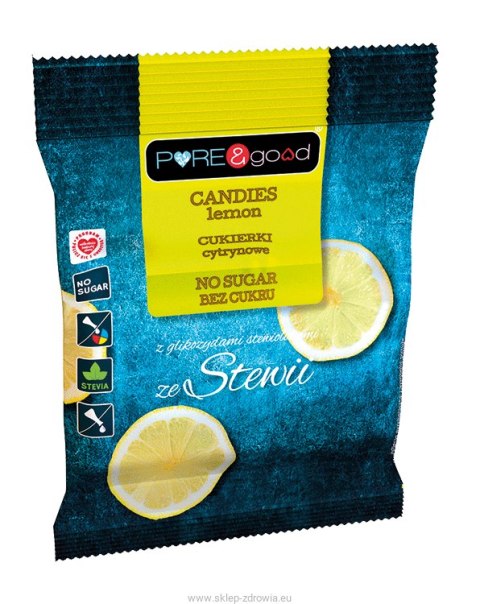 Cukierki cytrynowe ze stewią 50g, Pure&Good Cukierki cytrynowe ze stewią 50g, Pure&Good