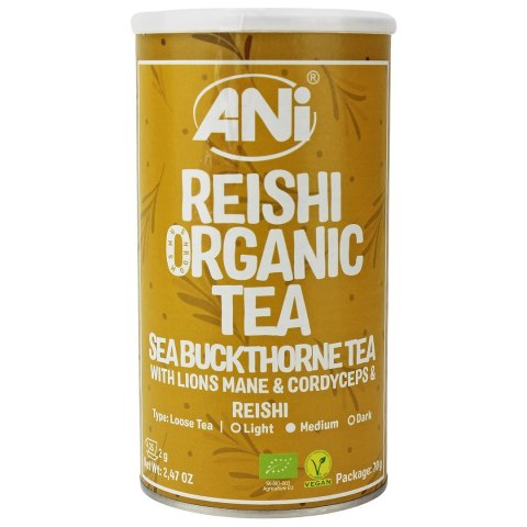 HERBATKA ROKITNIKOWA Z REISHI, LION'S MANE I CORDYCEPS BIO 70 g - ANI HERBATKA ROKITNIKOWA Z REISHI, LION'S MANE I CORDYCEPS BIO 70 g - ANI