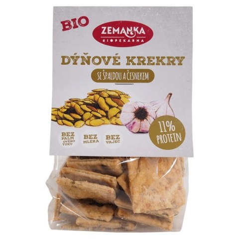 KRAKERSY Z PESTKAMI DYNI I CZOSNKIEM BIO 100 g - ZEMANKA KRAKERSY Z PESTKAMI DYNI I CZOSNKIEM BIO 100 g - ZEMANKA