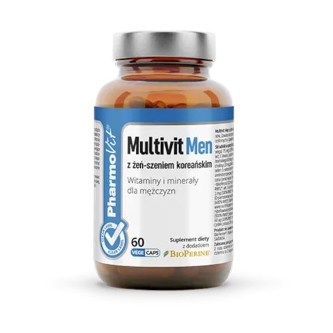 MULTIWITAMINA (MULTIVIT MEN Z ŻEŃ-SZENIEM KOREAŃSKIM) DLA MĘŻCZYZN BEZGLUTENOWA 60 KAPSUŁEK - PHARMOVIT (CLEAN LABEL) MULTIWITAMINA (MULTIVIT MEN Z ŻEŃ-SZENIEM KOREAŃSKIM) DLA MĘŻCZYZN BEZGLUTENOWA 60 KAPSUŁEK - PHARMOVIT (CLEAN LABEL)