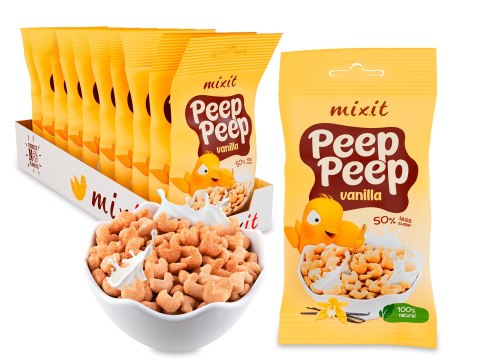 Mixit Płatki śniadaniowe Peep Peep- Waniliowe, 25g