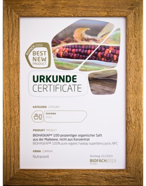 3 x Sok BIO certyfikowany z jagody kamczackiej BIOHASKAP Vitality +. Źródło potasu. Best New Product BIOFACH 2019