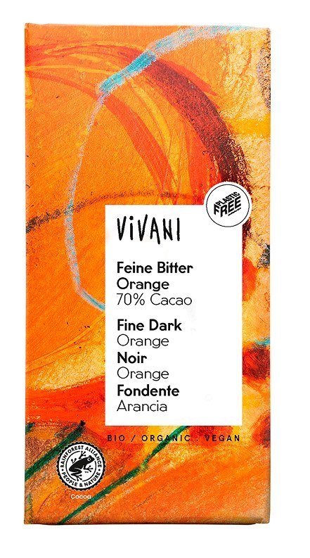 CZEKOLADA GORZKA O SMAKU POMARAŃCZOWYM BIO 80 g - VIVANI