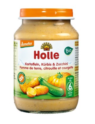 DYNIA Z CUKINIĄ I ZIEMNIAKAMI BEZ DODATKU CUKRÓW BEZGLUTENOWE OD 6 MIESIĄCA DEMETER BIO 190 g - HOLLE