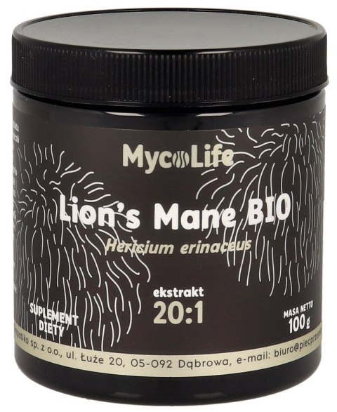 GRZYBY SOPLÓWKA JEŻOWATA (LION'S MANE) EKSTRAKT BEZGLUTENOWY BIO 100 g - PIĘĆ PRZEMIAN (MYCOLIFE)