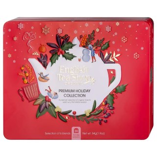 ZESTAW HERBAT I HERBATEK ŚWIĄTECZNYCH PREMIUM BIO W PUSZCE (6 SMAKÓW) (36 x 1,5 g) 54 g - ENGLISH TEA SHOP ORGANIC (PRODUKT SEZ
